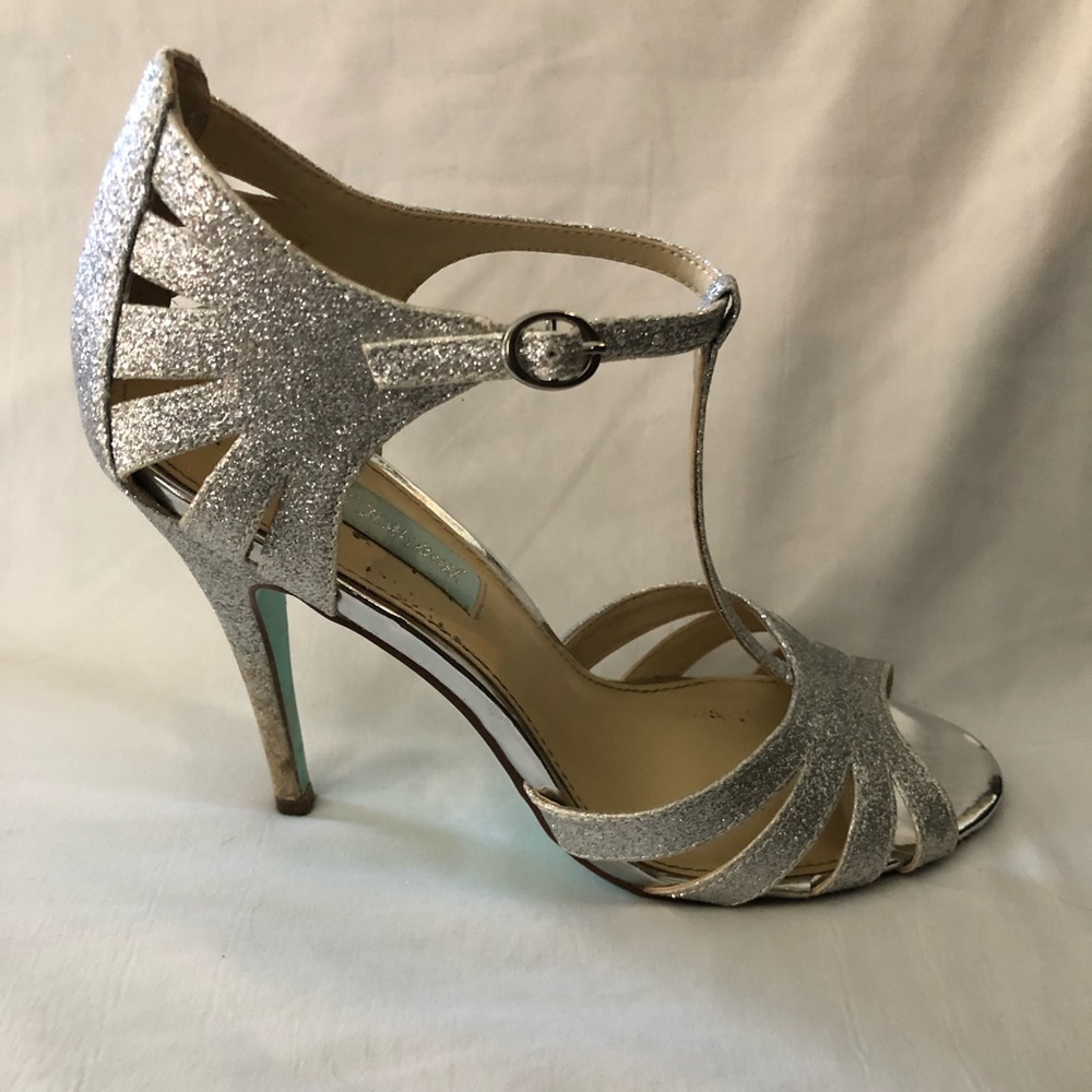Wedding Prom Shoes Silver Glitter Size 8